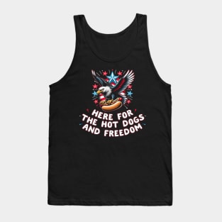 4th of july men women Here For The Hot Dogs And Freedom Tank Top